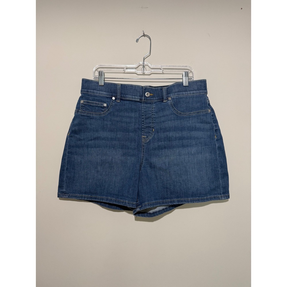 Spanx Womens Denim Shorts Vintage Indigo Blue Stretch Pull On 21435R Size XL